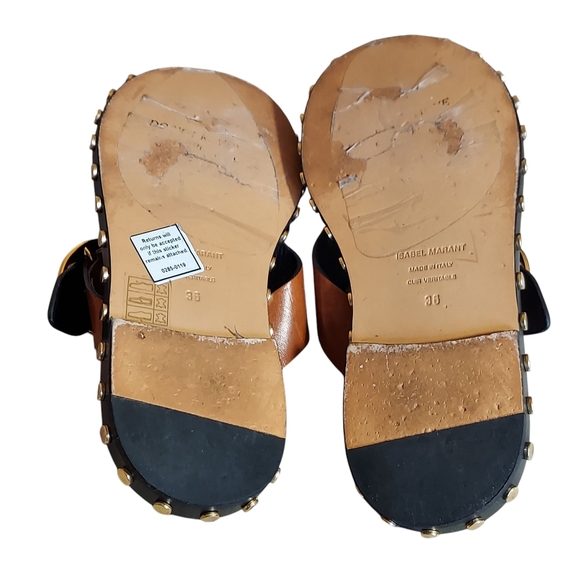 Isabel Marant Jolda Brown leather crossover straps with Gold Buckle Studded - Picture 13 of 16